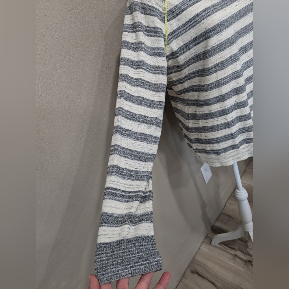 KERSH SWEATER Lightweight STRIPED NEON YELLOW TRIM - Picture 3 of 9